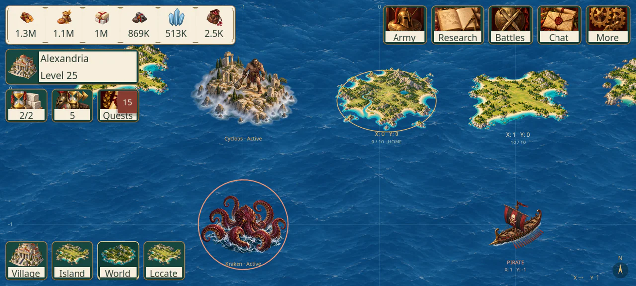 World map, phone layout